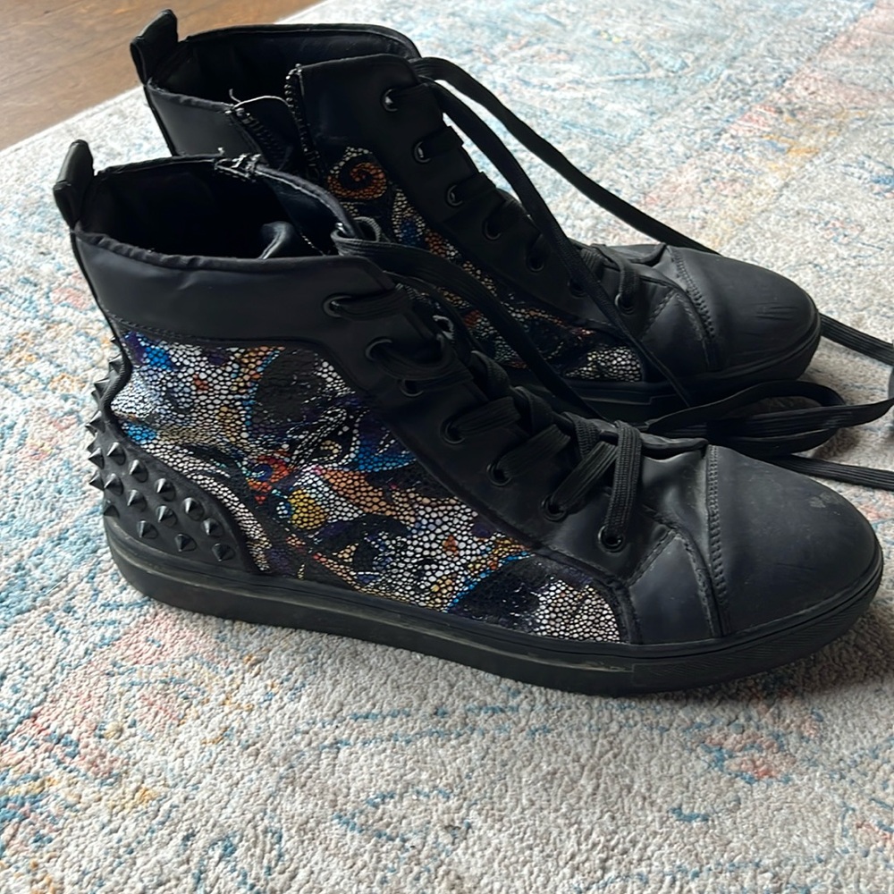 Steve Madden high top black spiked sneakers